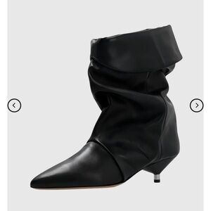 Innovare Denim Black Women's kitten heel slouch boots